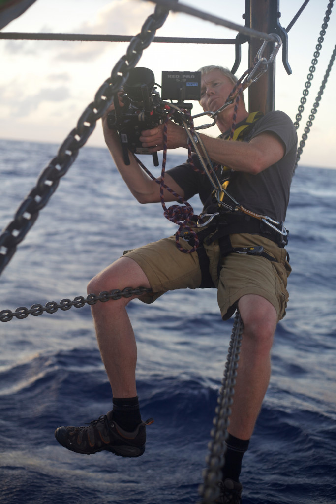 Picture shows:  Camera Operator on boat ñ Tres Hombre