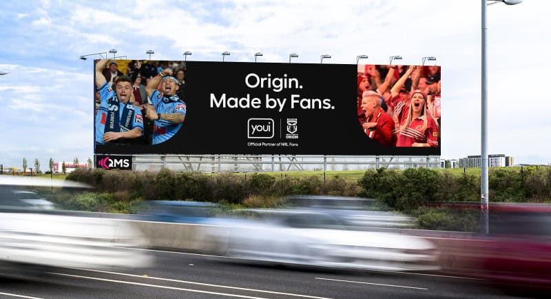 NRL partner Youi launches platform, 'Footy. Made by Fans.' OOH ad