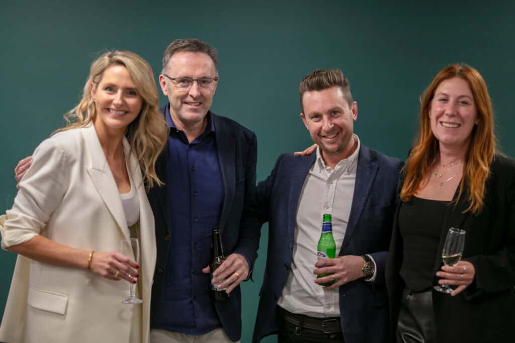 Nine Director of Sales - Melbourne Andrea Salmon, PMG founder Chris Nolan, Nine Group Business Director Marc Ashton and SCA Account Director Alexandra Braybon at the PMG office opening in Burnley