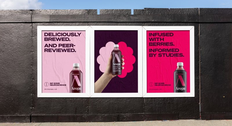Ārepa The Brain Drink ABT campaign posters